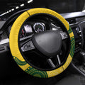 Australia Soccer Steering Wheel Cover Go Socceroos Kangaroo With Indigenous Art