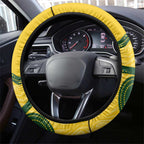 Australia Soccer Steering Wheel Cover Go Socceroos Kangaroo With Indigenous Art
