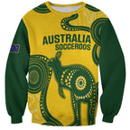 Custom Australia Soccer Sweatshirt Go Socceroos Kangaroo With Indigenous Art
