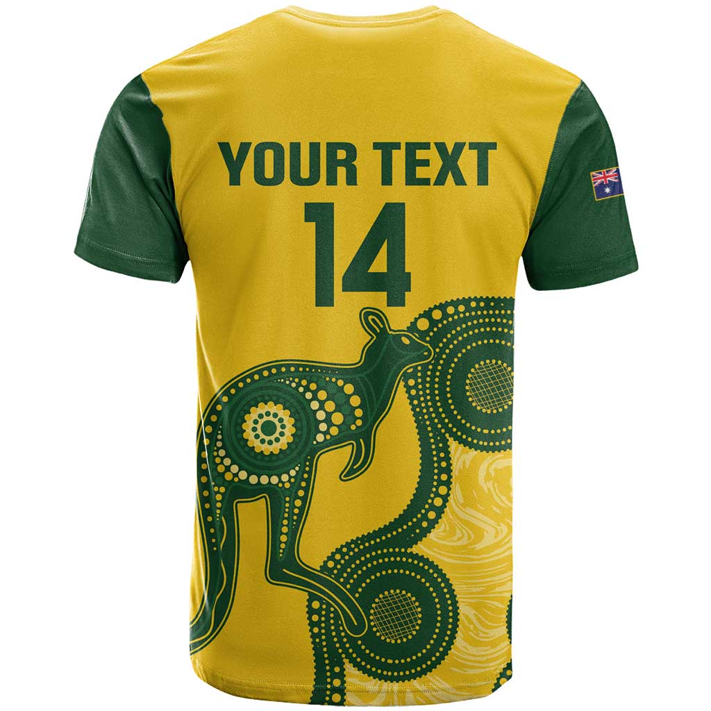 Custom Australia Soccer T Shirt Go Socceroos Kangaroo With Indigenous Art