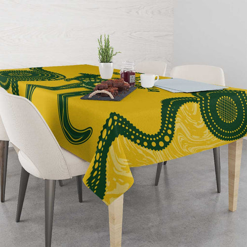 Custom Australia Soccer Tablecloth Go Socceroos Kangaroo With Indigenous Art