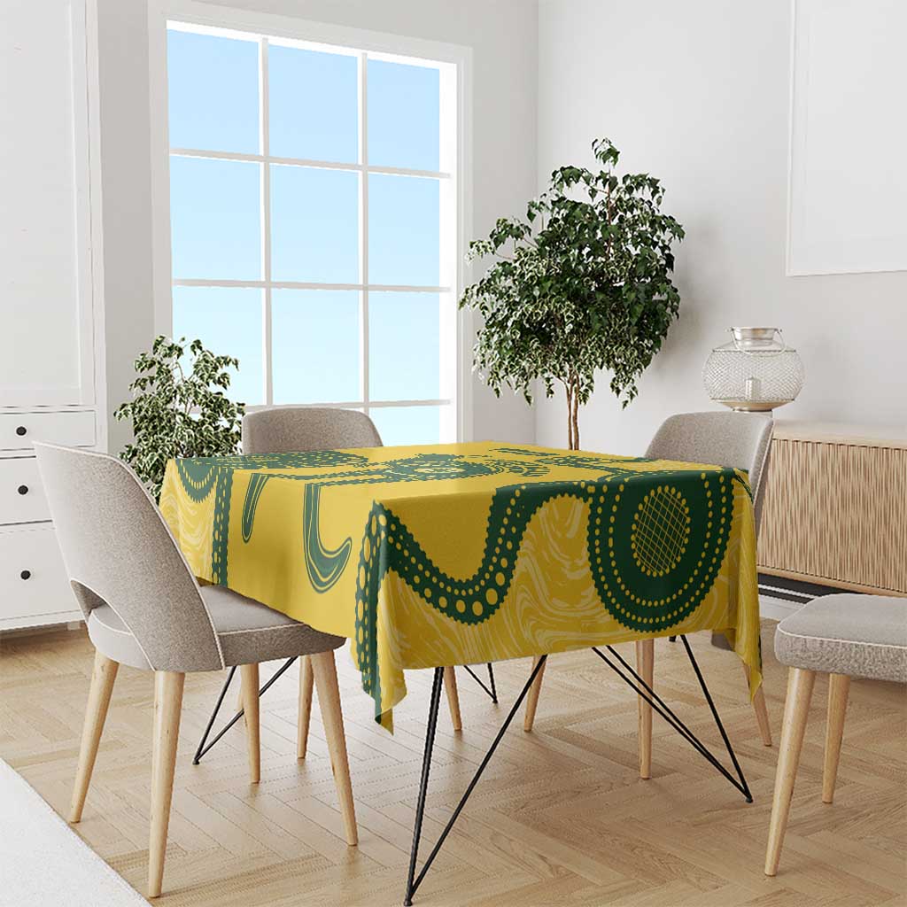 Custom Australia Soccer Tablecloth Go Socceroos Kangaroo With Indigenous Art