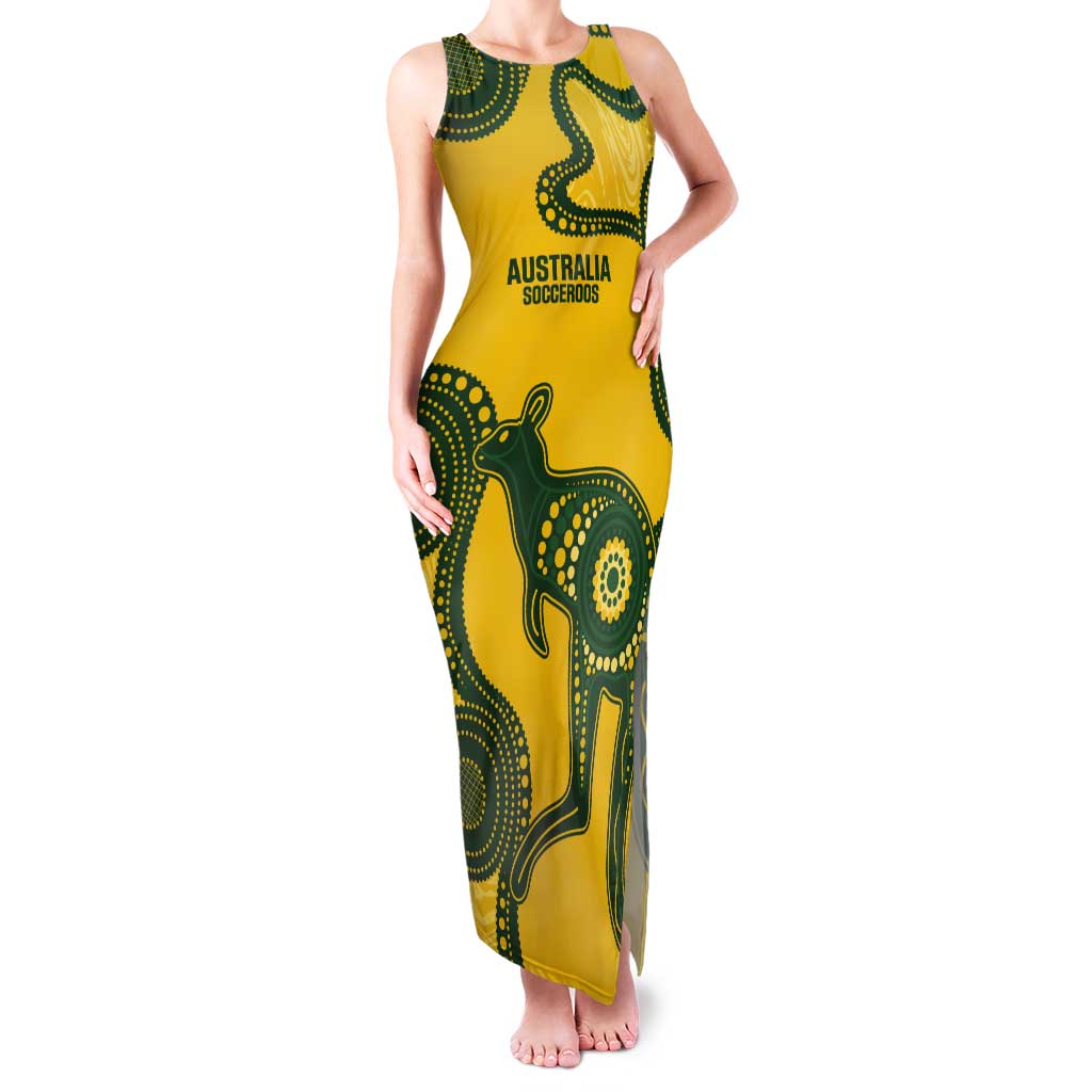 Custom Australia Soccer Tank Maxi Dress Go Socceroos Kangaroo With Indigenous Art