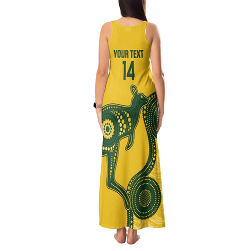 Custom Australia Soccer Tank Maxi Dress Go Socceroos Kangaroo With Indigenous Art