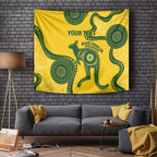Custom Australia Soccer Tapestry Go Socceroos Kangaroo With Indigenous Art