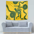 Custom Australia Soccer Tapestry Go Socceroos Kangaroo With Indigenous Art