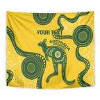 Custom Australia Soccer Tapestry Go Socceroos Kangaroo With Indigenous Art