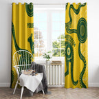 Custom Australia Soccer Window Curtain Go Socceroos Kangaroo With Indigenous Art
