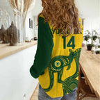 Custom Australia Soccer Women Casual Shirt Go Socceroos Kangaroo With Indigenous Art