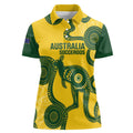 Custom Australia Soccer Women Polo Shirt Go Socceroos Kangaroo With Indigenous Art