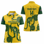 Custom Australia Soccer Women Polo Shirt Go Socceroos Kangaroo With Indigenous Art