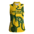 Custom Australia Soccer Women Sleeveless Polo Shirt Go Socceroos Kangaroo With Indigenous Art