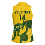 Custom Australia Soccer Women Sleeveless Polo Shirt Go Socceroos Kangaroo With Indigenous Art
