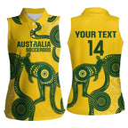 Custom Australia Soccer Women Sleeveless Polo Shirt Go Socceroos Kangaroo With Indigenous Art