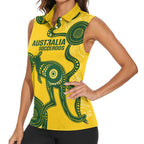 Custom Australia Soccer Women Sleeveless Polo Shirt Go Socceroos Kangaroo With Indigenous Art