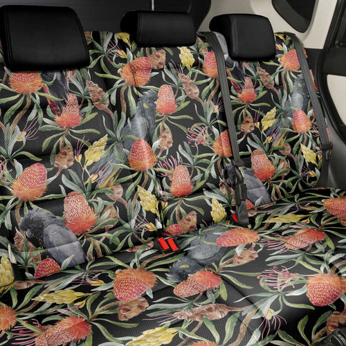 Australia Black Cockatoo And Banksia Flowers Back Car Seat Cover
