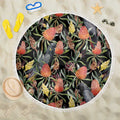 Australia Black Cockatoo And Banksia Flowers Beach Blanket