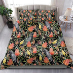 Australia Black Cockatoo And Banksia Flowers Bedding Set