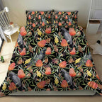 Australia Black Cockatoo And Banksia Flowers Bedding Set