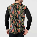 Australia Black Cockatoo And Banksia Flowers Button Sweatshirt