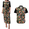 Australia Black Cockatoo And Banksia Flowers Couples Matching Puletasi and Hawaiian Shirt