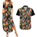Australia Black Cockatoo And Banksia Flowers Couples Matching Summer Maxi Dress and Hawaiian Shirt