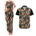Australia Black Cockatoo And Banksia Flowers Couples Matching Tank Maxi Dress and Hawaiian Shirt