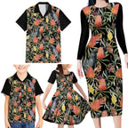 Australia Black Cockatoo And Banksia Flowers Family Matching Long Sleeve Bodycon Dress and Hawaiian Shirt