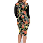 Australia Black Cockatoo And Banksia Flowers Family Matching Long Sleeve Bodycon Dress and Hawaiian Shirt
