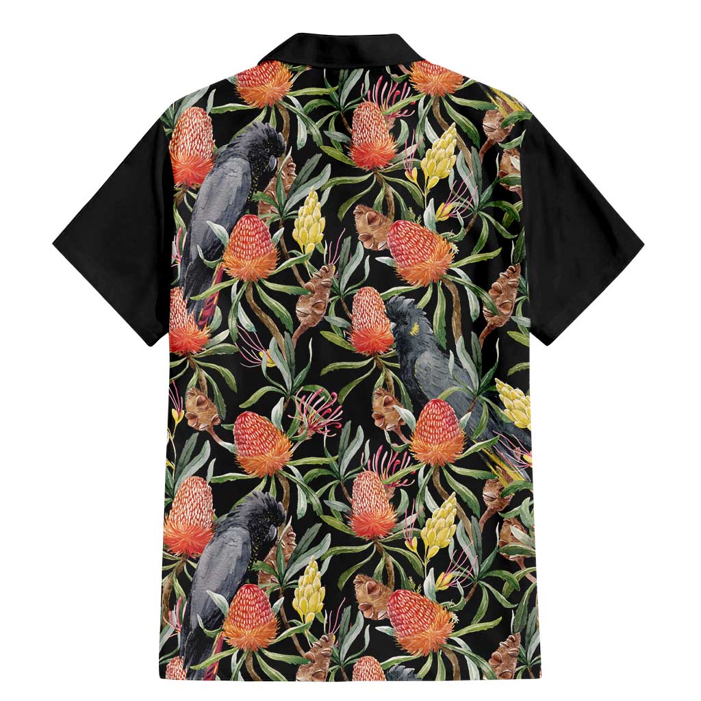 Australia Black Cockatoo And Banksia Flowers Family Matching Mermaid Dress and Hawaiian Shirt