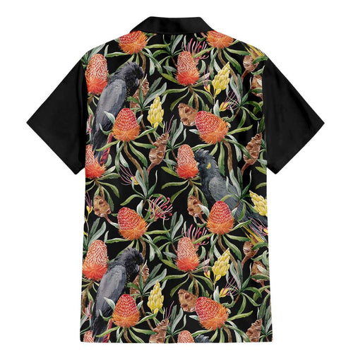 Australia Black Cockatoo And Banksia Flowers Family Matching Mermaid Dress and Hawaiian Shirt