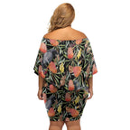 Australia Black Cockatoo And Banksia Flowers Family Matching Off Shoulder Short Dress and Hawaiian Shirt