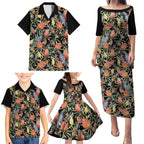 Australia Black Cockatoo And Banksia Flowers Family Matching Puletasi and Hawaiian Shirt