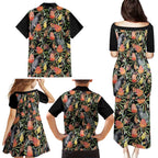 Australia Black Cockatoo And Banksia Flowers Family Matching Puletasi and Hawaiian Shirt