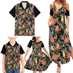Australia Black Cockatoo And Banksia Flowers Family Matching Summer Maxi Dress and Hawaiian Shirt