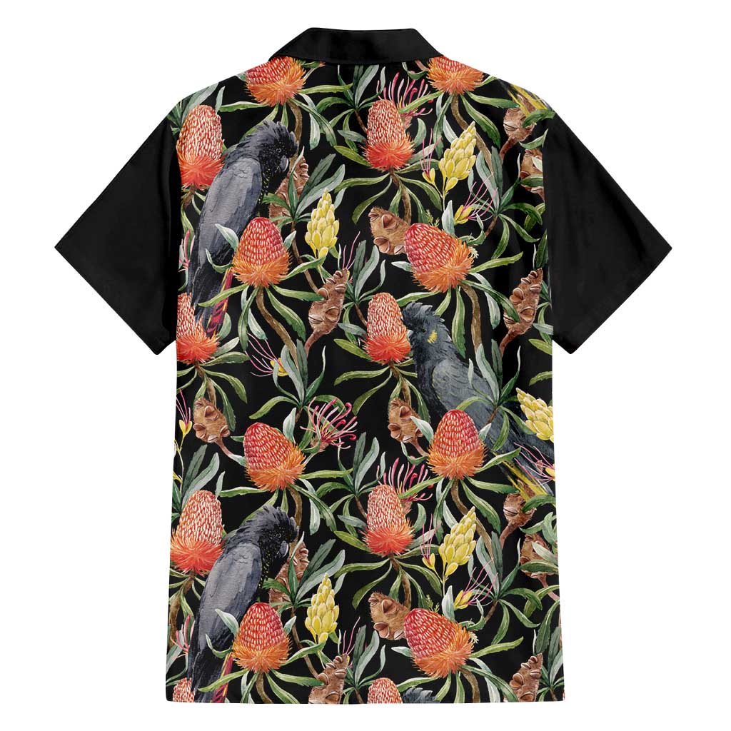 Australia Black Cockatoo And Banksia Flowers Family Matching Summer Maxi Dress and Hawaiian Shirt