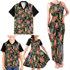 Australia Black Cockatoo And Banksia Flowers Family Matching Tank Maxi Dress and Hawaiian Shirt