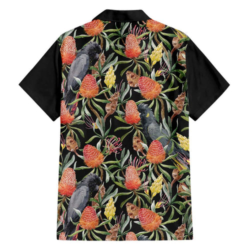 Australia Black Cockatoo And Banksia Flowers Hawaiian Shirt