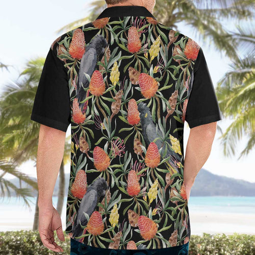 Australia Black Cockatoo And Banksia Flowers Hawaiian Shirt