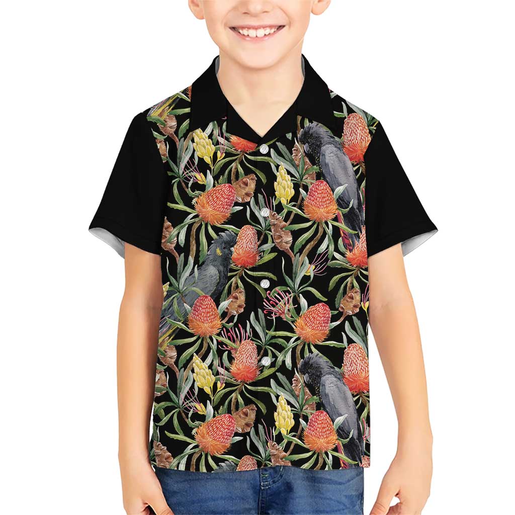 Australia Black Cockatoo And Banksia Flowers Hawaiian Shirt