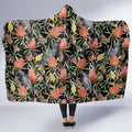Australia Black Cockatoo And Banksia Flowers Hooded Blanket
