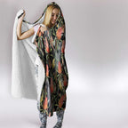 Australia Black Cockatoo And Banksia Flowers Hooded Blanket