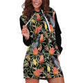 Australia Black Cockatoo And Banksia Flowers Hoodie Dress