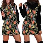 Australia Black Cockatoo And Banksia Flowers Hoodie Dress