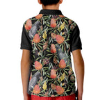 Australia Black Cockatoo And Banksia Flowers Kid Polo Shirt