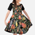 Australia Black Cockatoo And Banksia Flowers Kid Short Sleeve Dress
