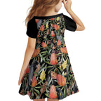 Australia Black Cockatoo And Banksia Flowers Kid Short Sleeve Dress
