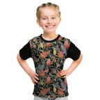Australia Black Cockatoo And Banksia Flowers Kid T Shirt