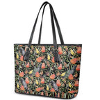 Australia Black Cockatoo And Banksia Flowers Leather Tote Bag