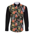 Australia Black Cockatoo And Banksia Flowers Long Sleeve Button Shirt